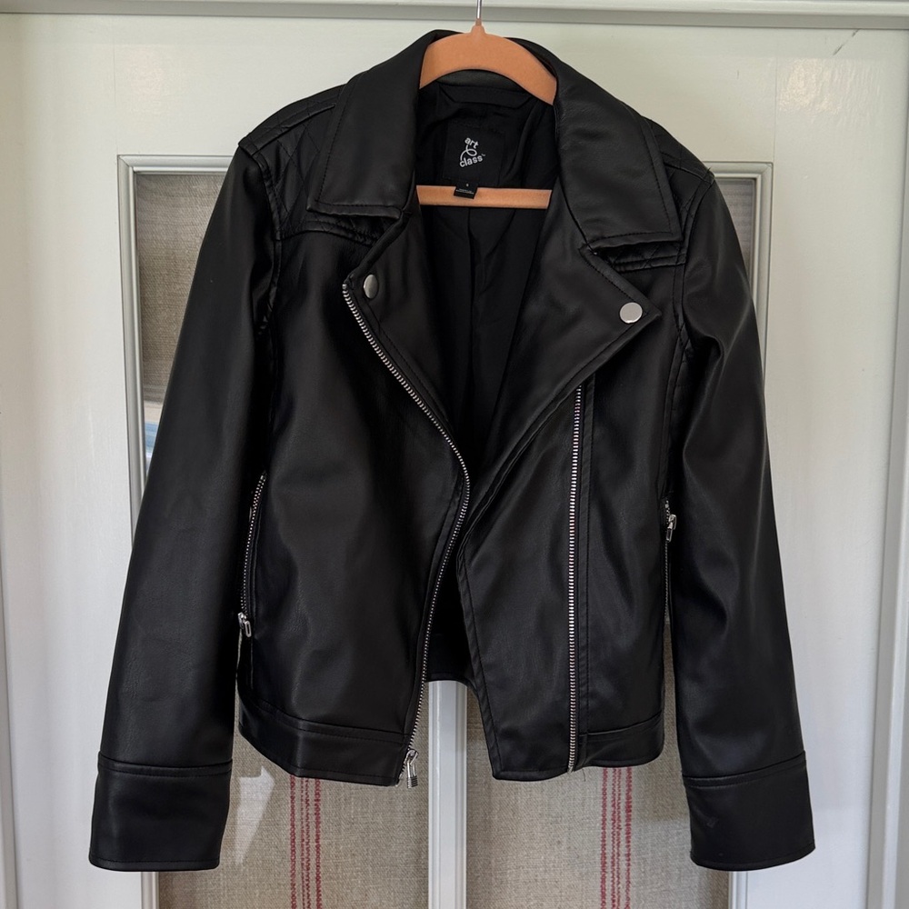 Art Class Black Leather Jacket with Silver Accents